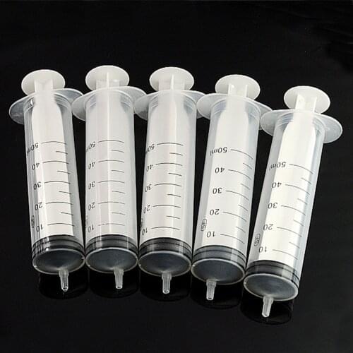 5pcs Disposable syringes Plastic Hydroponic Nutrient Syringe Large 50ml Plastic Disposable Industrial Manual Syringes Measuring