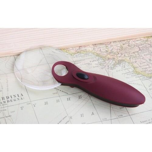 8 Times Red Illuminated Childrens Insects Observer Gift Toys Magnifier Pocket Magnifying Glass with Lamp 8X Reading Glass