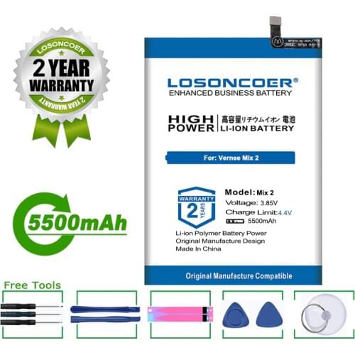LOSONCOER Battery 5500mAh MTK6757 Mix2 For Vernee Mix 2 6.0 Inch Battery