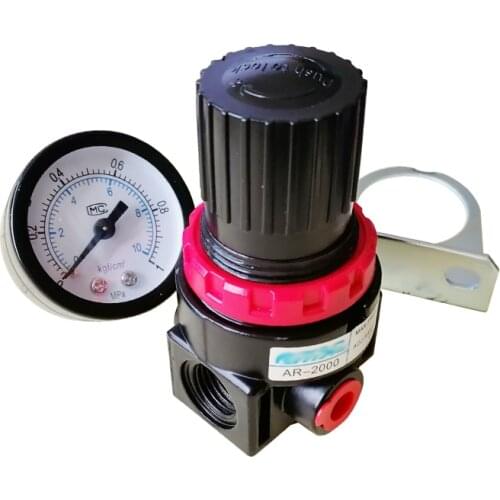 AR2000 G1/4'' Pneumatic Mini Air Pressure Relief Control Compressor Regulator Treatment Units Valve with Gauge Fitting