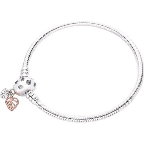 Ajax 925 Sterling Silver Snake Chain Bracelet & Bangles Fine Jewelry For Women Fit Charm Beads