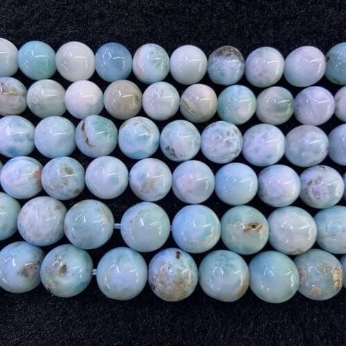 8-10mm Natural Blue Larimar Gem Stone Beads 15'' Round DIY Loose Beads For Jewelry Making Beads Accessories For Women Men Gift