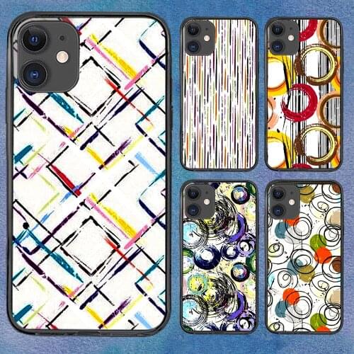 Retro Geometric Abstract Phone Case For iphone 12 11 6 Mini Pro XS Max X XR 7 8 Plus Soft TPU Cover 12Pro 11Pro 12Mini