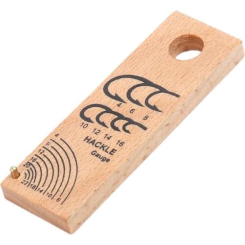 Wooden Fishhook Ruler Fishing Fishhook Gauge Lightweight Compact Fish Hook Measuring Contrast Ruler Fish Fly Tying Tool