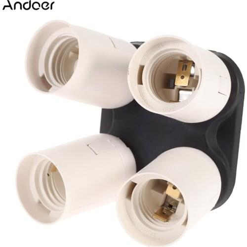 Andoer 4in1 Light Lamp Bulb Holder Adapter Splitter E27 Base Socket for Photo Video Film Studio Photography Softbox Accessories