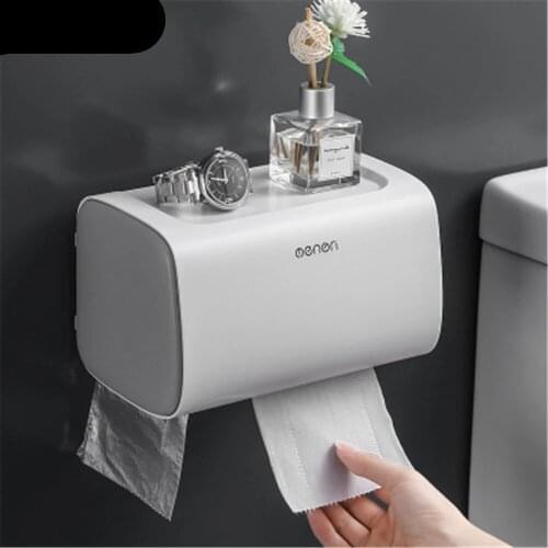 Double-Layer Tissue Boxes Punching Free Toilet Paper Holder Wall-Mounted Kitchen Roll Paper Case Waterproof Bathroom Organizers