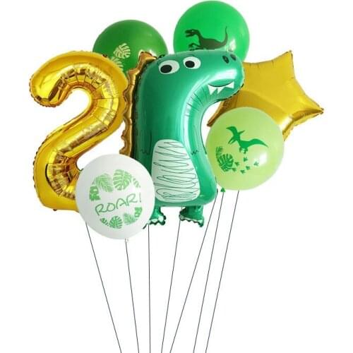 7pcs Dinosaur Foil Latex Balloon Set Kids Baby Birthday Party Decoration