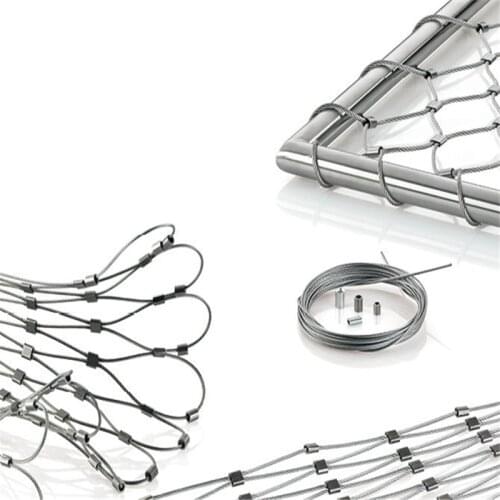 Flexible AISI SS 316 Stainless Steel Wire Rope Mesh Cable Webnet With Sleeve