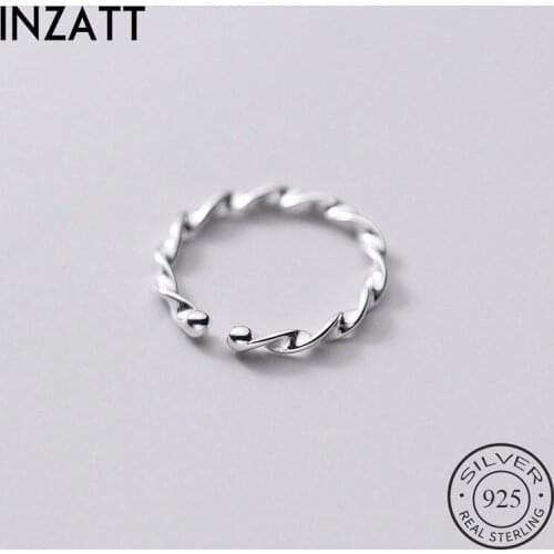 INZATT Real 925 Sterling Silver Wave Spiral Adjustable Ring For Fashion Women Party Punk Fine Jewelry Minimalist Accessories