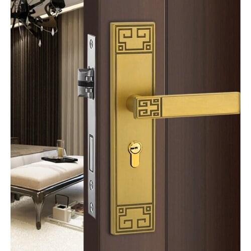 Chinese Style Zinc Alloy Bedroom Silent Anti-theft Door Lock Home Mechanical Split Door Locks Furniture Lockset Supplies