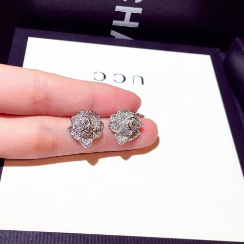 100% 925 Sterling Silver Cute Exquisite Rose Flower Ears For Women Girls Authentic 925 Sterling Silver Fashion Stud Earrings