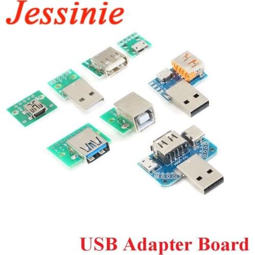 Mini Micro Female Male USB to DIP Adapter Board Connector Converter 4P 5P 2.54mm 3 4USB Adapter Plate PCB Board For Arduino