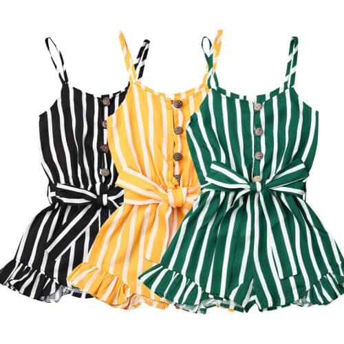 Fashion Summer Kids Baby Girls Clothes Strap Striped Romper Jumpsuit Sleeveless Cute Girl Clothing Outfits