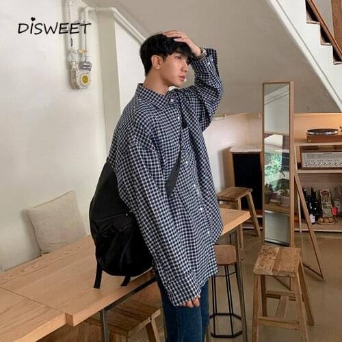 Plaid shirt jacket men Mens Spring and Autumn Shirts 2021 Retro everyday casual all-match shirt menLoose mens clothing