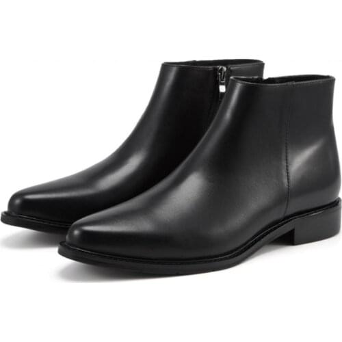 New Autumn Winter Warm Chelsea Ankle Boots Men Quality Cow Leather Short Boots Mens Wedding Dress Pointed Toe Boots Size 36-44