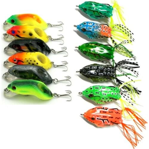 Soft Hard Forg Lure Top Water Crankbaits 12Pcs 5.5cm Artificial Bait Diving Frog Bass Wobbler