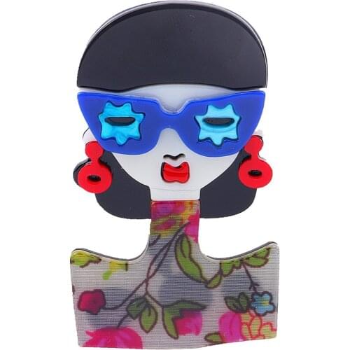 New Design Acrylic Lady Brooch For Women Luxury Cartoon Lovely Girl Brooches Lapel Badges For Female Broche Fashion Jewelry Gift