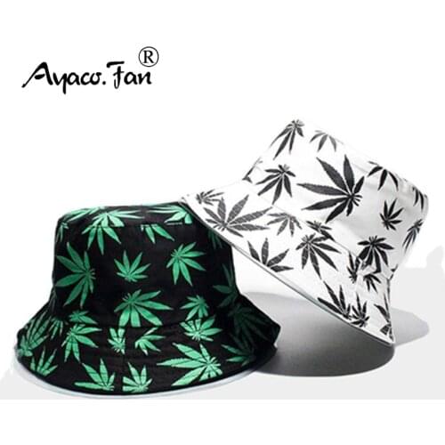 Women Bucket Hats Men Maple Leaf Print Cap Panama Hat Sandbeach Sunhat Fishing Hat Fisherman Cap for Hip Hop Bob Femme Gorro
