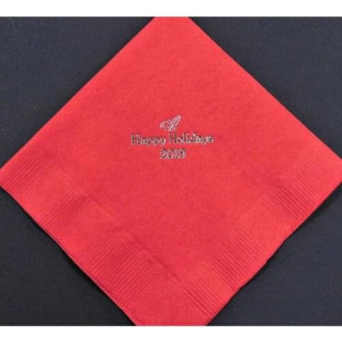 PersonalizedHappy Holiday Napkins Wedding Anniversary Engagement Party Printed Cocktail Beverage Luncheon Dinner Guest Towel