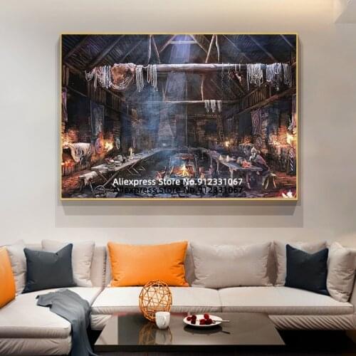 Posters Painting Witcher Tavern Concep Art Canvas Paintings Wall Art Pictures for Living Room Home Decor Cuadros
