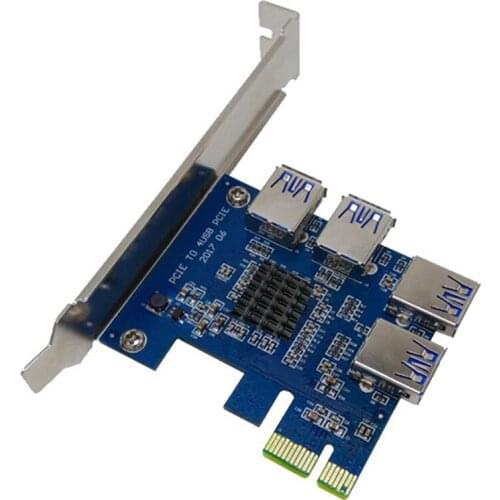 PCI-E Adapter Card 1 for 4 PCI-E 1X to PCI-E 16X Image Interface USB3.0 Expansion Card for BTC Mining