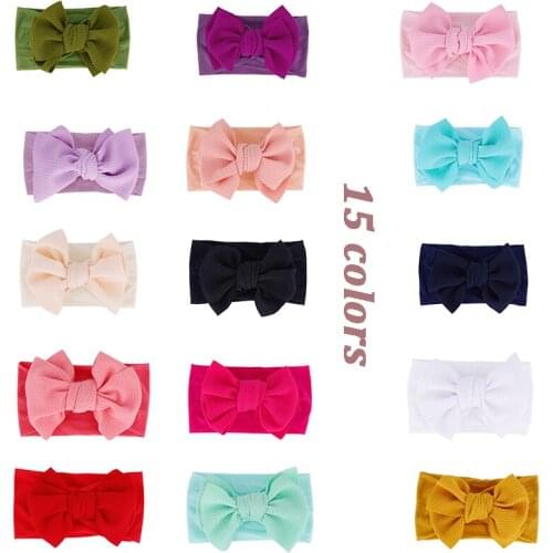 Baby Girls Boys Solid Knot Bow Headband Newborn Girls Boys Headwear Infant Toddler Headwraps Nylon Baby Accessories 15 Colors