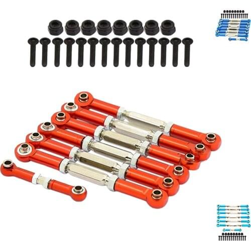 RC Pull Rod, Adjustable Metal Aluminum Steering Pull Rod Upgrade Sets with Rod Ends for Traxxas Slash 2WD 1/10