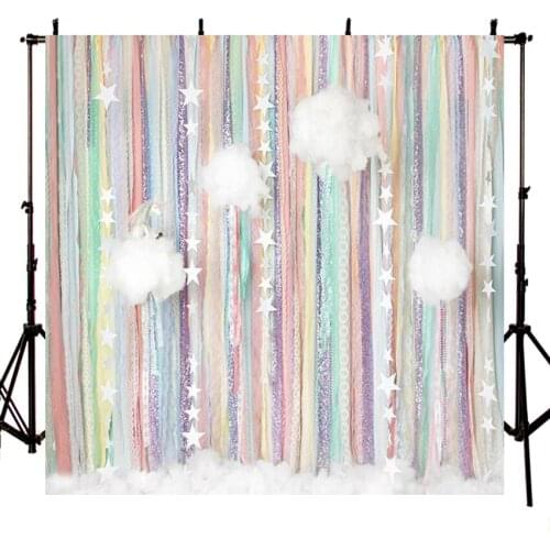 Rainbow Curtain 1st Birthday Photography Backdrops Stars Bokeh Newborn Baby Kids Decoration Photography Background