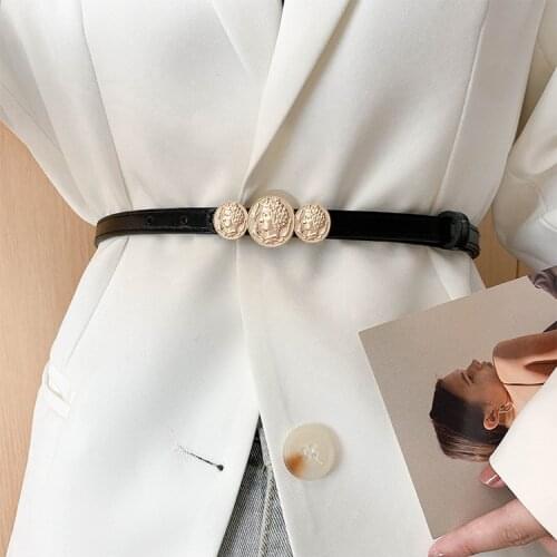 Metal Buckle Women Belts Luxury Brand PU Leather Fashion Thin Belt High Quality Waistband for Ladies Dress Accessories