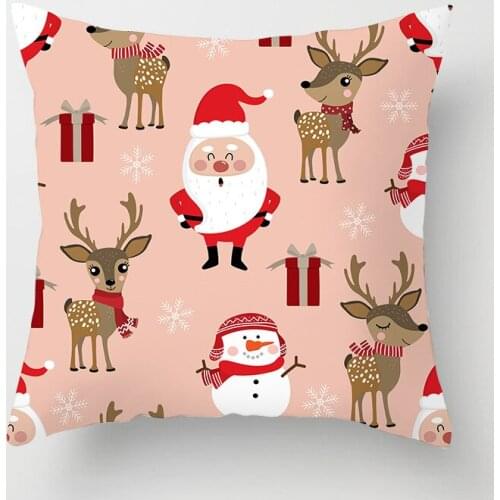 Merry Christmas Cushion Cover Christmas Decoration Pillowcase Santa Claus Polyester Throw Pillow Case Cushion Cover