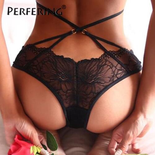 Perfering Pantie Sexy Lingerie Womens Underwear Lace Hollow Out Panties Cross Bandage Seamless Underpant Seduction Sex Thong