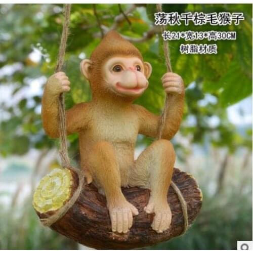See sculpture resin monkey rabbit koala panda animal pig sheep Swing panda pendant resin crafts tree squirrel duckling sculpture