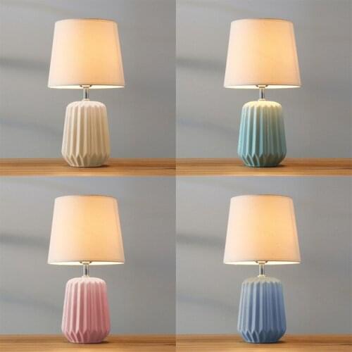 Modern Simple Nordic Ceramic Dimmer 45cm Table Lamp for Bedroom Bedside Living Room 4 Colors Romantic Wedding Desk Light 1703