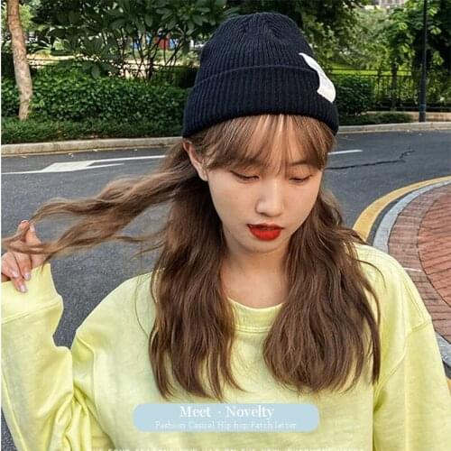 Autumn Winter Korean Version Tide Cap College Wind Letters Cold-Resistant Knitted Woolen Hat Men Women Couples Warm Cold Hat C93