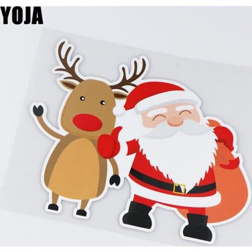 YOJA 17.7X14.1CM Lovely Cartoon Vinyl Decal Christmas Car Sticker Accessories ZT4-1007