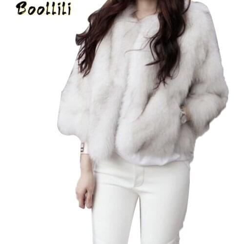 Womens Fur Coat 2020 Warm Winter Fur Jacket Faux Fox Fur White Faux Fur Coat Overcoat Imitation Faox Pocket Plus Size XXXL