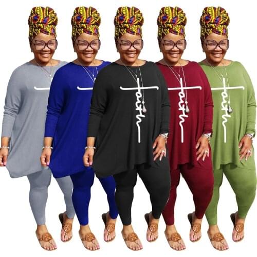2 Piece Set Women Summer Fall Long Sleeve Tops Shirts + Pants Joggers Leggings Matching Sets Tracksuit Outfits Plus Size 5XL 4XL