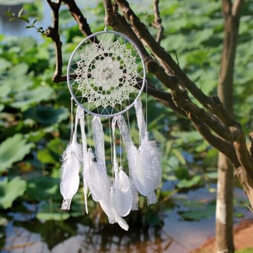 1PC White Lace Tassel Catching Monternet Large Dream Catcher Creative Feathers Pendant Wedding Home Hanging Decoration Art Gifts