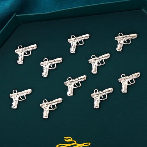 10Pcs Pistol Gun Charms Vintage Tibetan Silver Color Pendants Wholesale Making DIY Handmade Finding Jewelry For Earring Necklace