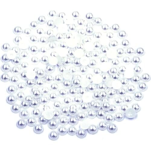 100-1000Pcs Cameo Cabochon Imitation Pearl Beads Flatback Half Round Resin White For Nail Art Craft Jewelry Decoration 3-10mm