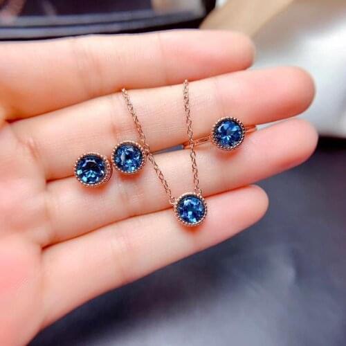 100% Natural Real Topaz Set Natural Real Topaz 925 sterling silver 1pc Topaz pendant,1pc Topaz ring,2pcs Topaz Earring