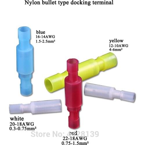 100pair/set Wire Connector Bullet Plug Terminal Electronic Crimp Terminal AWG22-18 16-14 12-10 20-18 0.5-6mm2 4 Color x4 Size