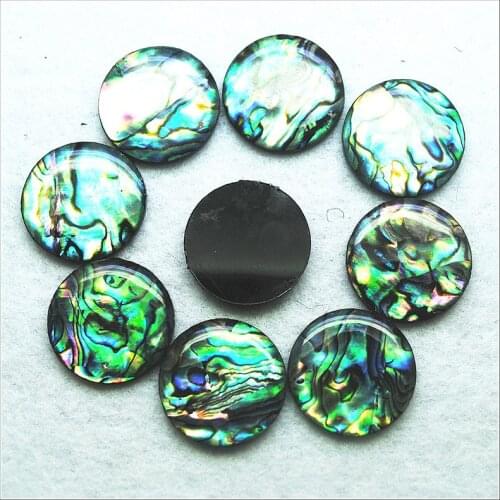 12pcs abalone shell beads cabochons loose beads no hole round shape back is flat for pendants stick size 20mm for jewelry making