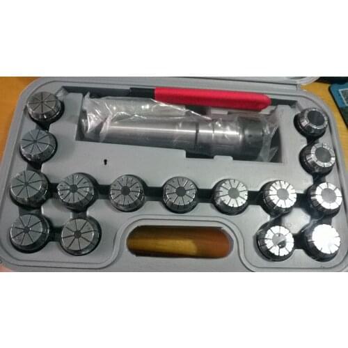 15PCS ER32 collet set with R8-ER32 collet holder M12drawbar thread and ER32 wrench hook type