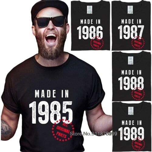 1985 1986 1987 1988 1989 Vintage Unique 32-36th Birthday Gift 100% Cotton T-Shirts Boyfriend O-Neck Print Man Tees