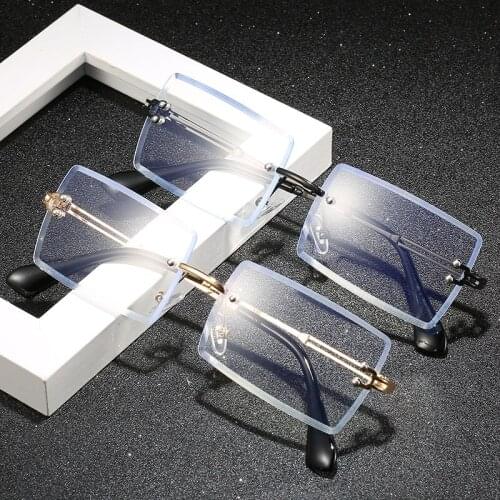 2 Pack 2020 Trend Anti Blue Light Glasses Women Frameless Square Gaming Blue Light Ray Blocking Computer Eyeglasses NX
