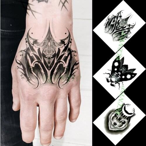 Waterproof Temporary Tattoo Sticker Insect Moon Wolf Combination Stickers In Hand Flash Tattoo Fake Tattoo for Men Women 3 Pcs