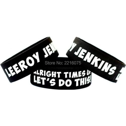 300pcs One Inch Leeroy Jenkins Times Up Lets Do This wristband silicone bracelets free shipping by DHL express