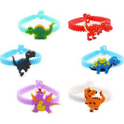 6pcs Jurassic Dinosaur Wristband Rubber Bangle Bracelets Birthday Party Decorations Kids Gifts Jungle Party Decoration supplies