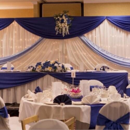 Free Shipping 3M*6M Luxury Navy Blue with White Wedding Backdrop Wedding Stage Curtain Wedding Supply